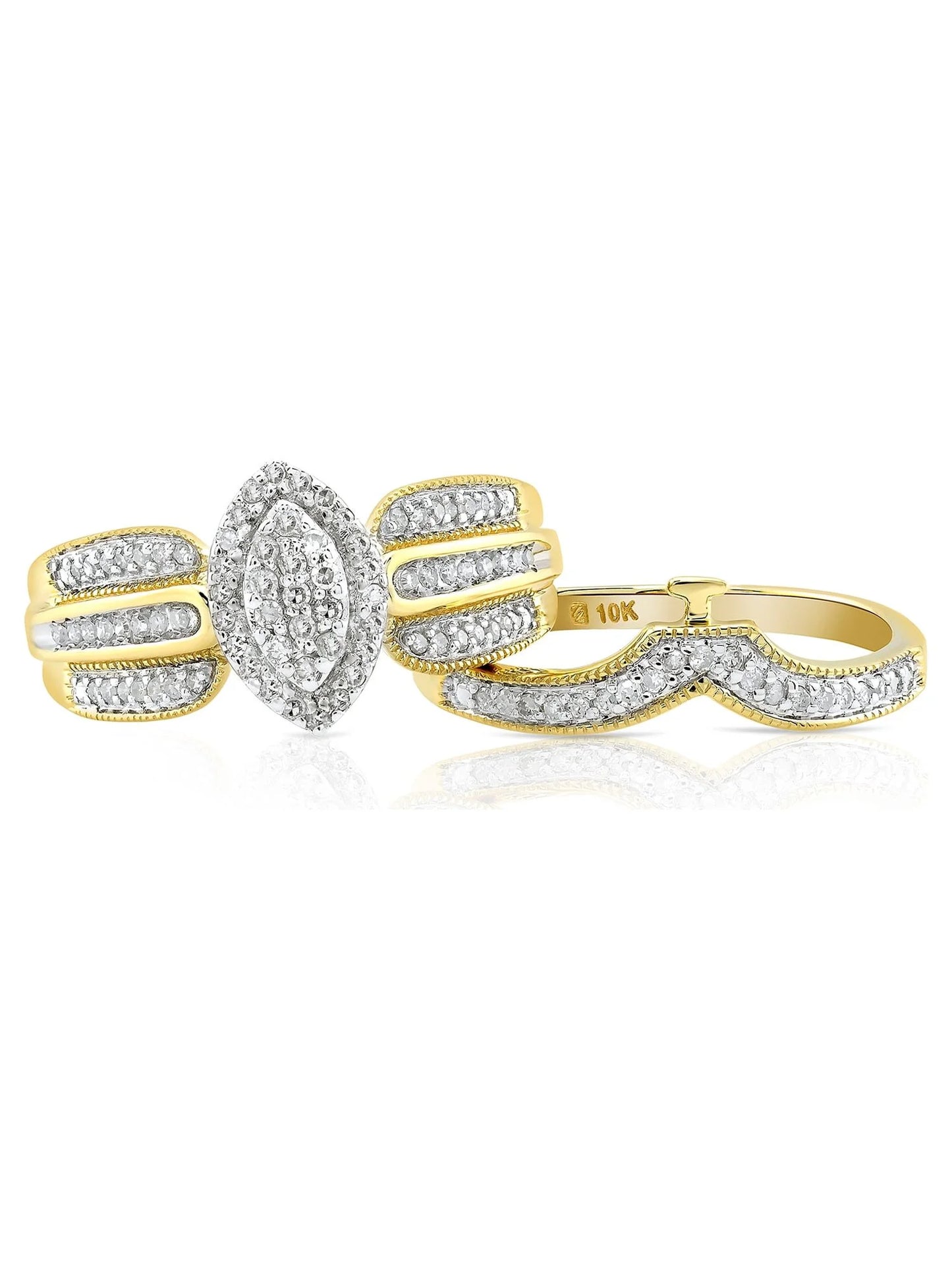Bridal Set Ring with 0.33 Carat T.W. Diamond in 10K Yellow Gold for Women