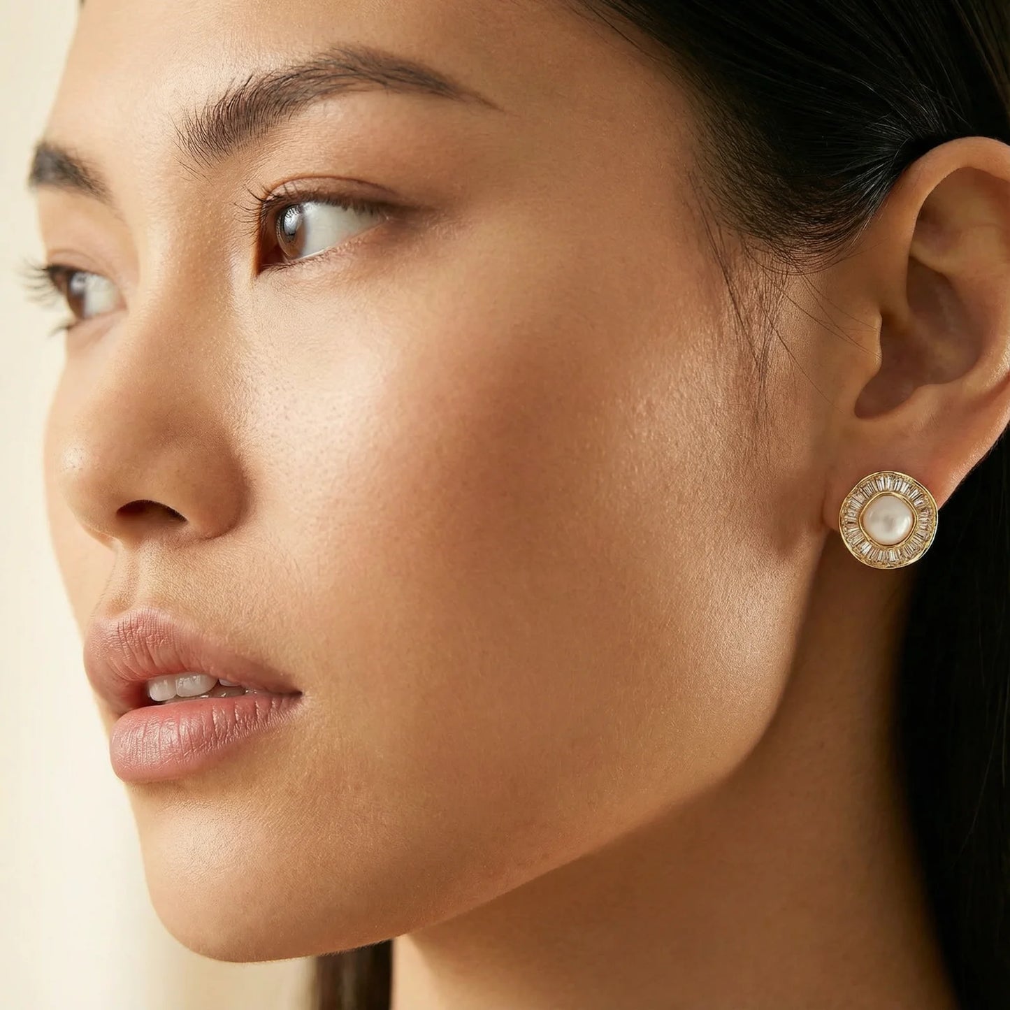 Sunburst Pearl Stud Earrings