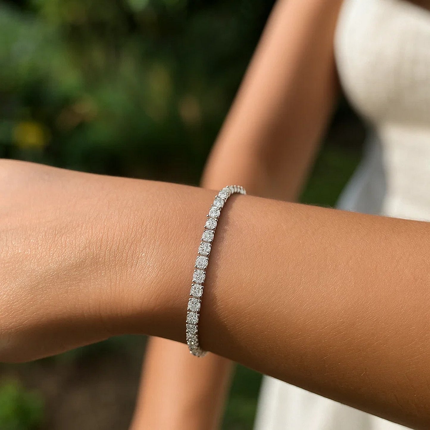 Sterling Silver Rhodium Plated CZ Tennis Bracelet (3.30 mm)