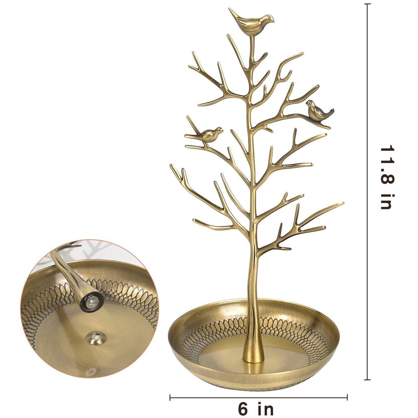 Jewelry Display Necklace Earring Organizer Holder Metal Birds Tree Stand