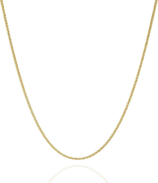 Gold Chain Necklace Collection - 14K Solid Yellow Gold Filled round Wheat/Palm Chain Necklaces for Women and Men with Different Sizes (2.5Mm, or 3.2Mm)