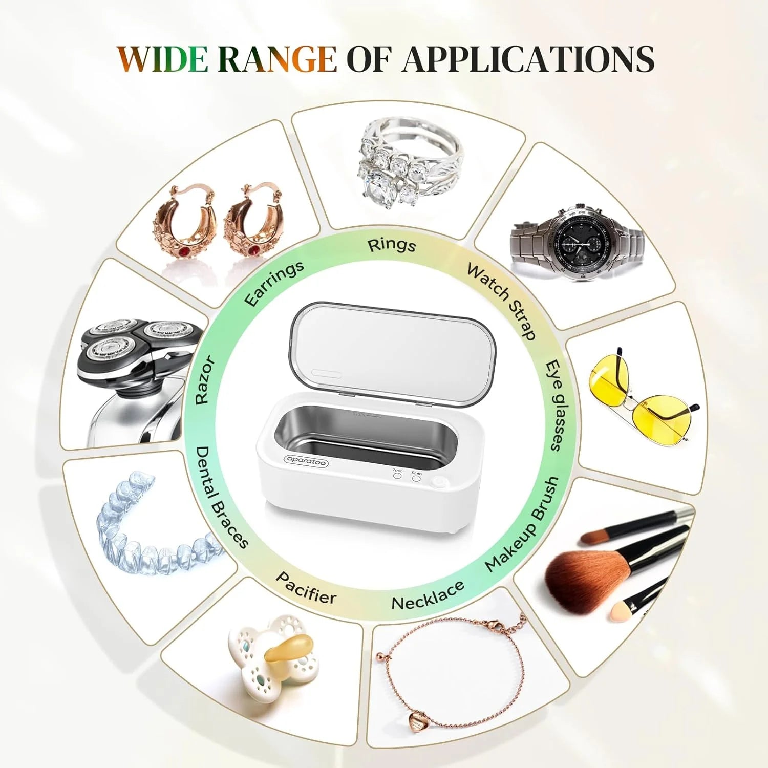 Ultrasonic Jewelry Cleaner, 12Oz 48Khz Professional Ultrasonic Cleaning Machine for Jewelry Eyeglasses Watches Rings