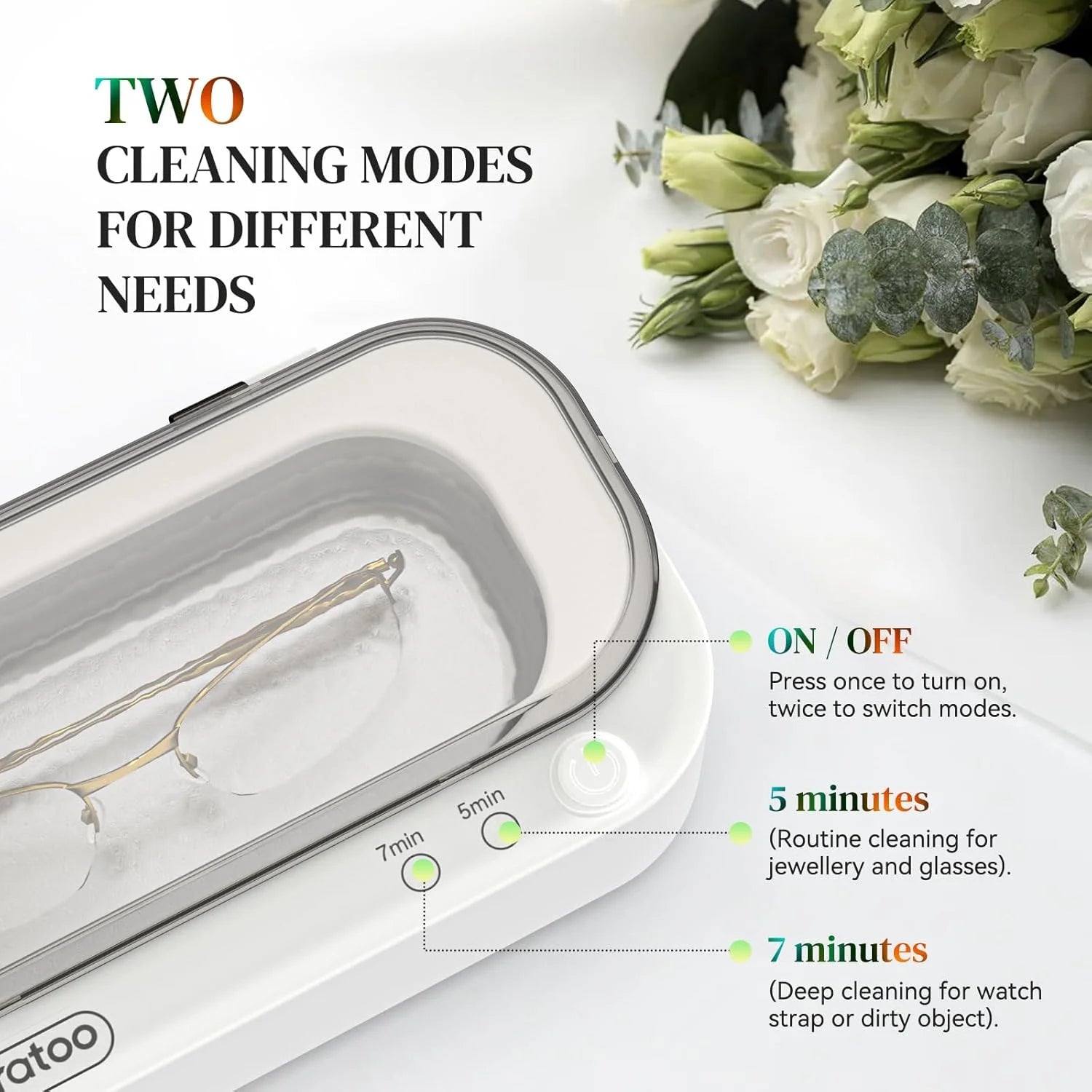 Ultrasonic Jewelry Cleaner, 12Oz 48Khz Professional Ultrasonic Cleaning Machine for Jewelry Eyeglasses Watches Rings