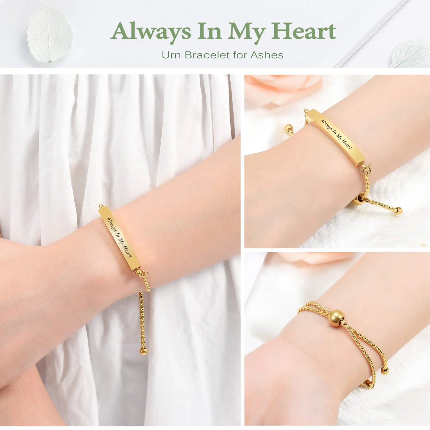 Cremation Bracelet for Ashes Stainless Steel Urn Bangles for Ashes Memorial Keepsake Cremation Memorial Urn Bracelet - Adjustable,Free Fill Kit