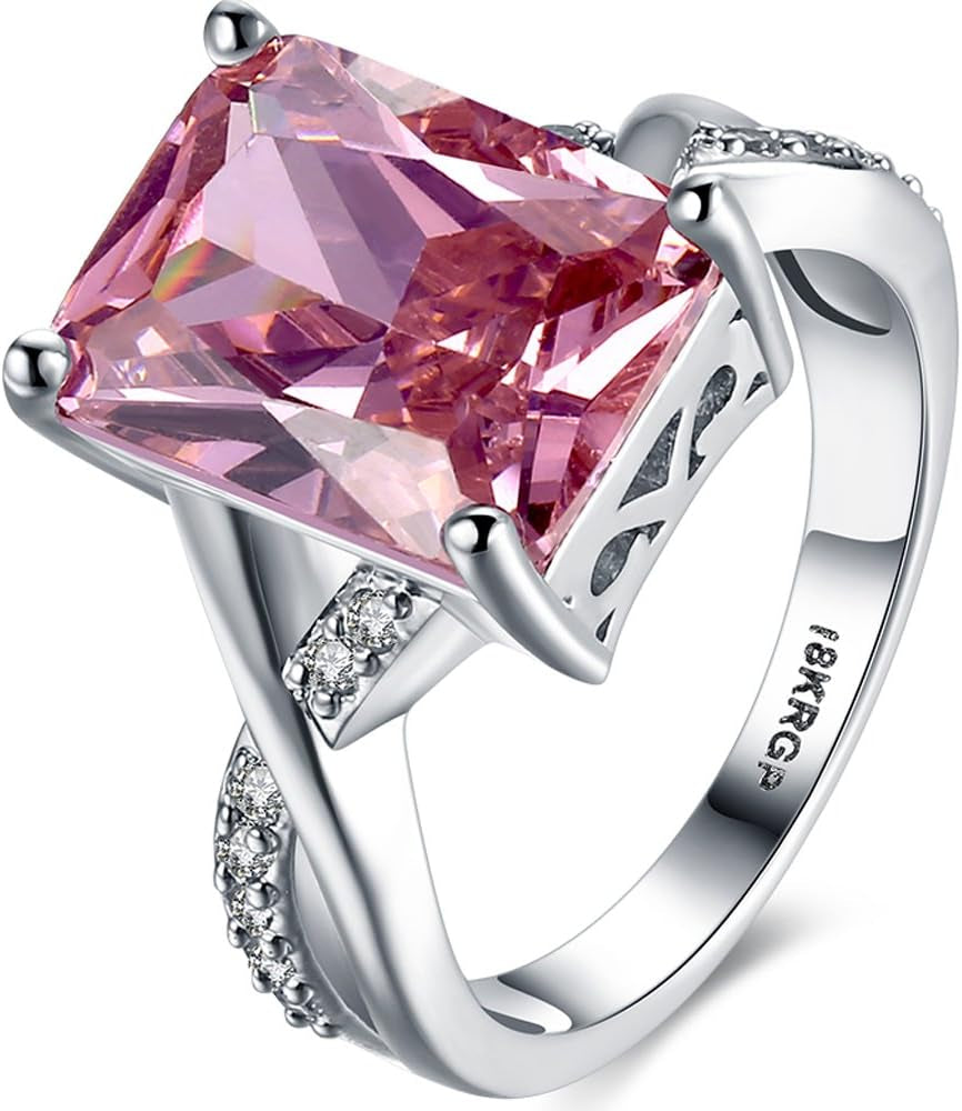 Romantic 925 Sterling Silver Plated Square AAA Zircon Statement Ring Engagement Rings for Woman 8