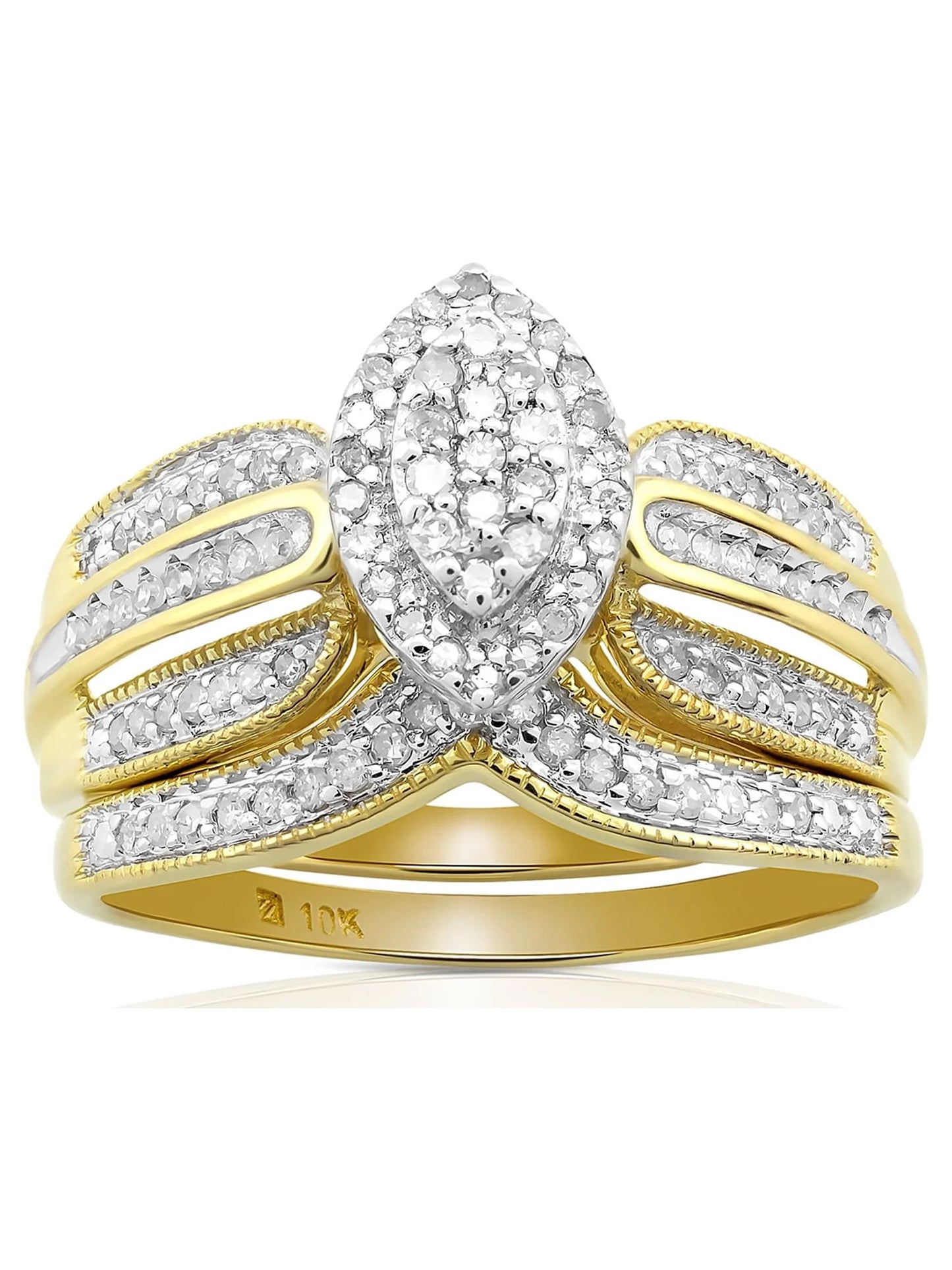 Bridal Set Ring with 0.33 Carat T.W. Diamond in 10K Yellow Gold for Women
