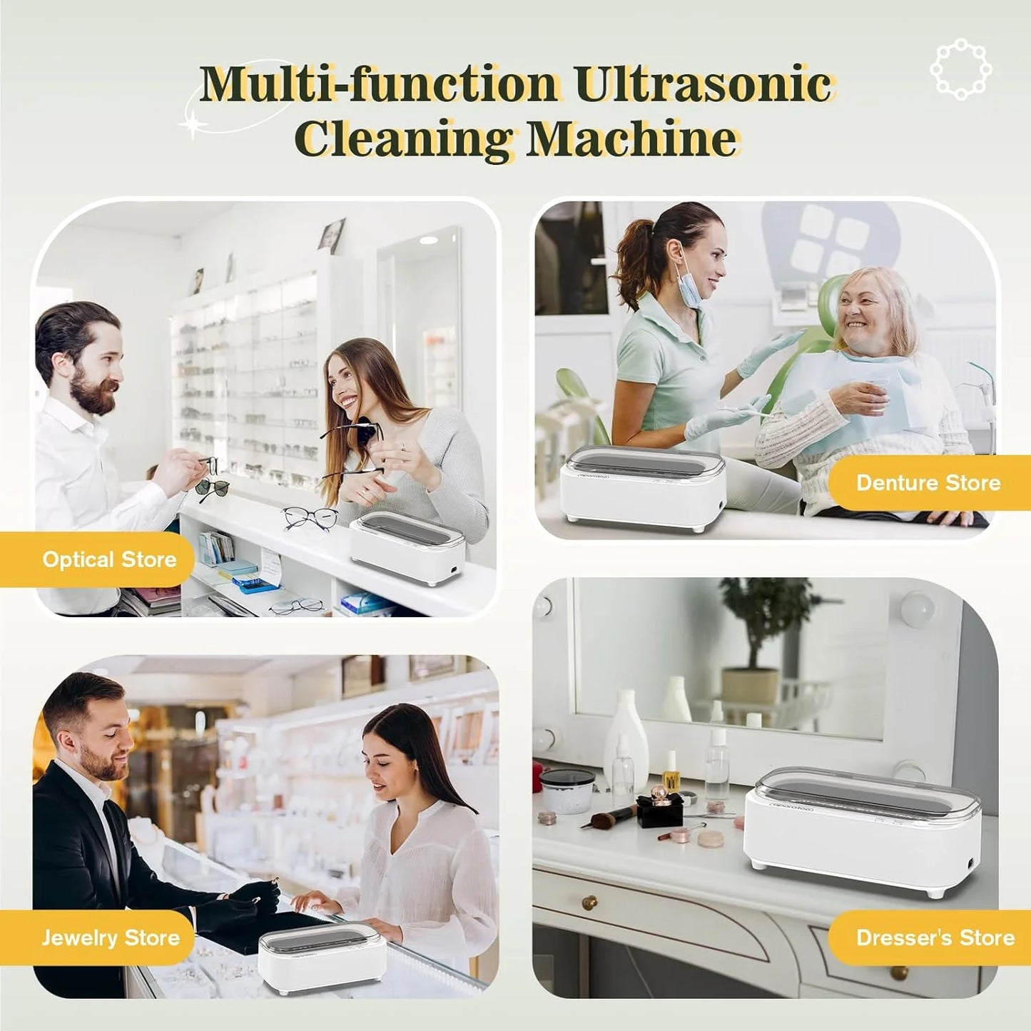 Ultrasonic Jewelry Cleaner, 12Oz 48Khz Professional Ultrasonic Cleaning Machine for Jewelry Eyeglasses Watches Rings