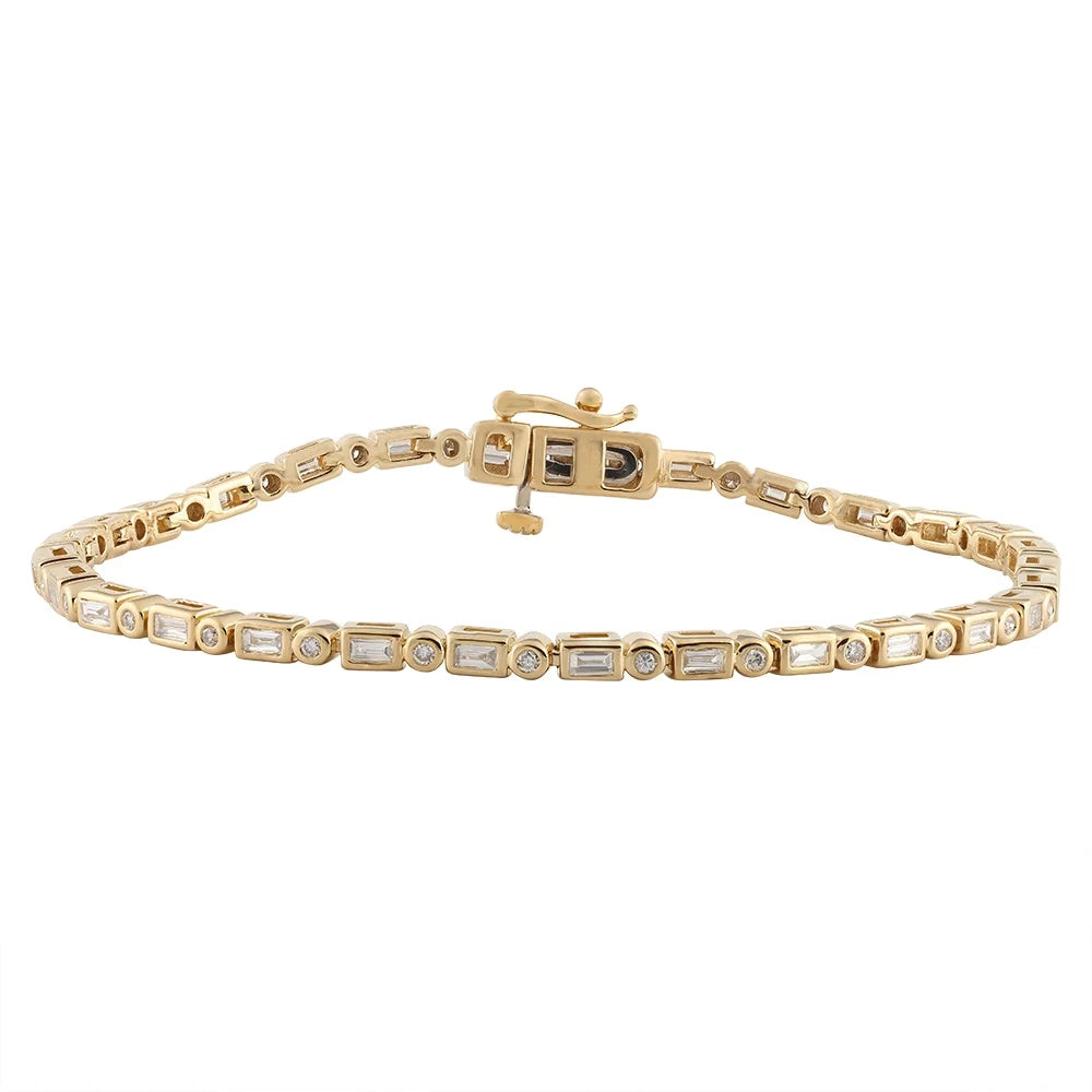1 Carat Lab Grown Diamond Women Tennis Bracelet in 14KT Gold Plated Silver