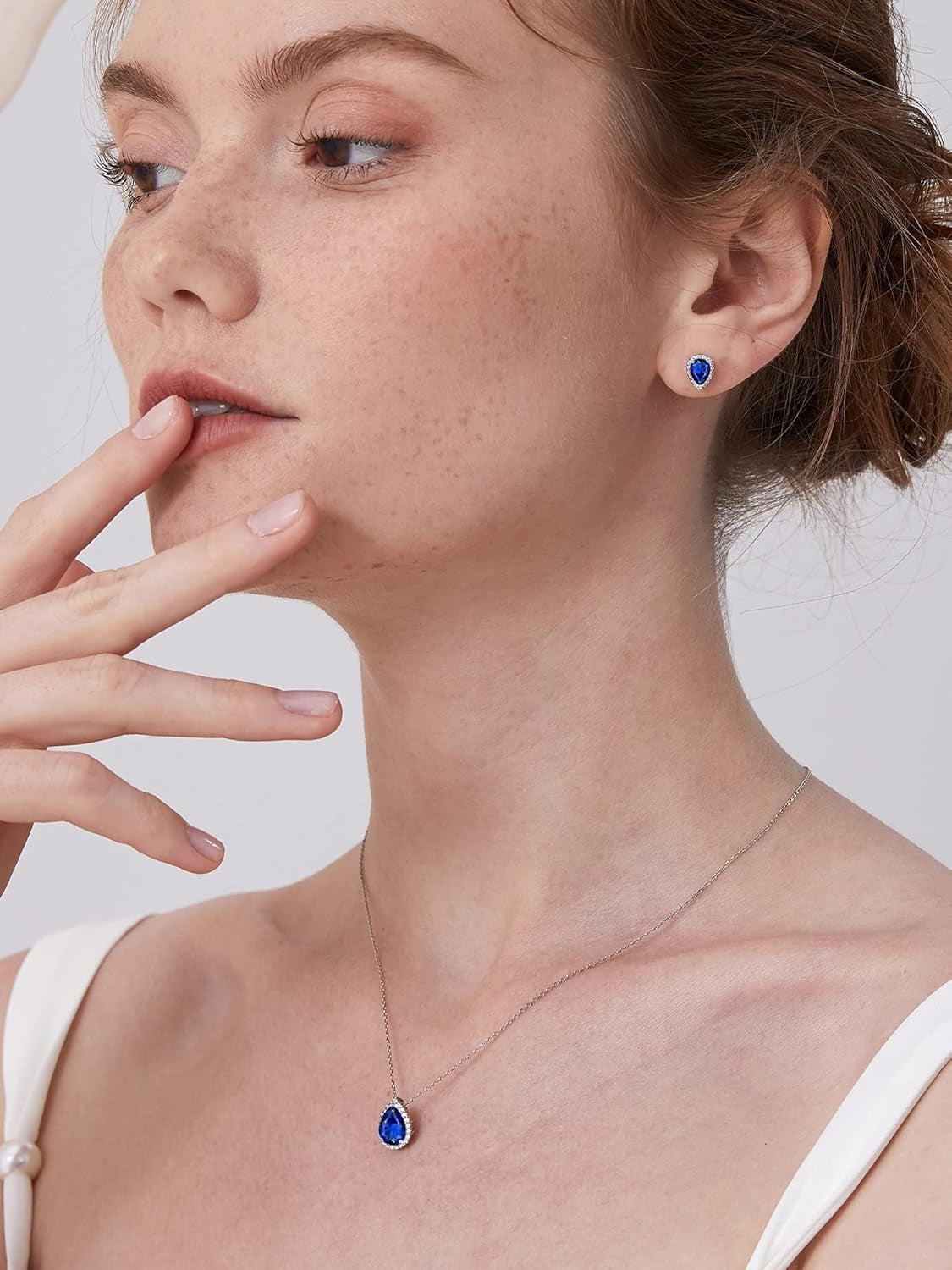 925 Sterling Silver Heart/Round/Pear/Emerald Cut Simulated Birthstone Necklace Birthday Gift for Women Girls