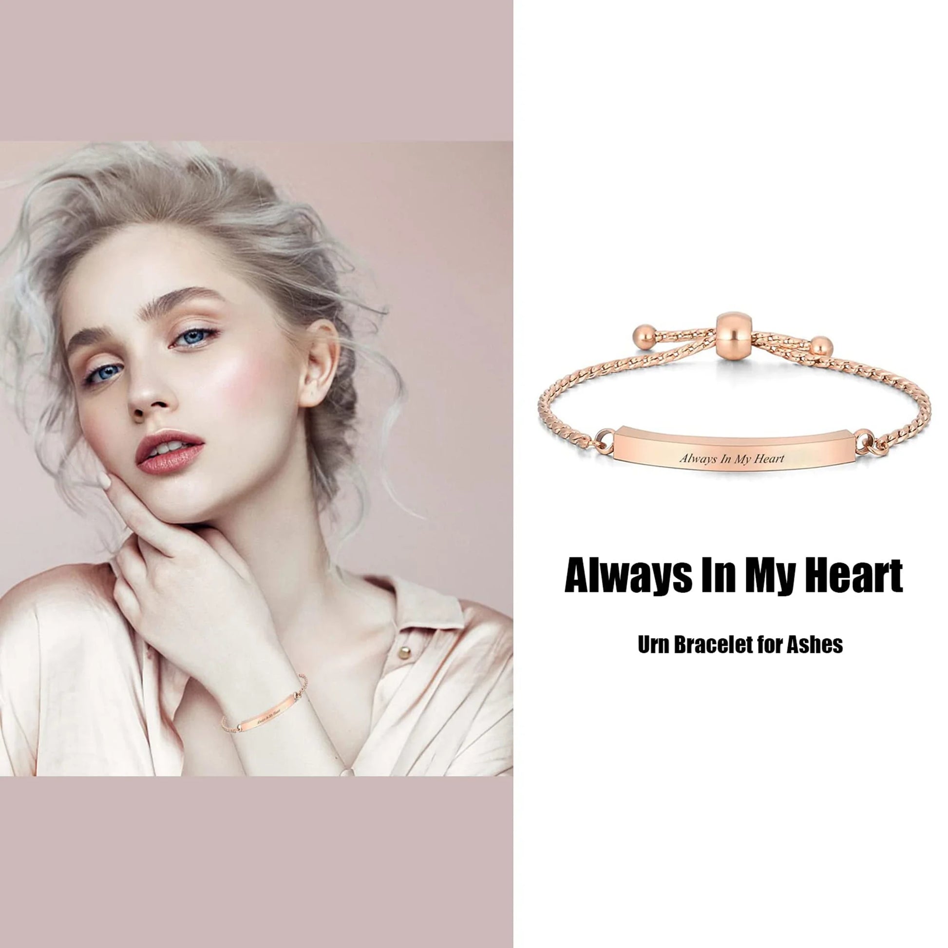 Cremation Bracelet for Ashes Stainless Steel Urn Bangles for Ashes Memorial Keepsake Cremation Memorial Urn Bracelet - Adjustable,Free Fill Kit