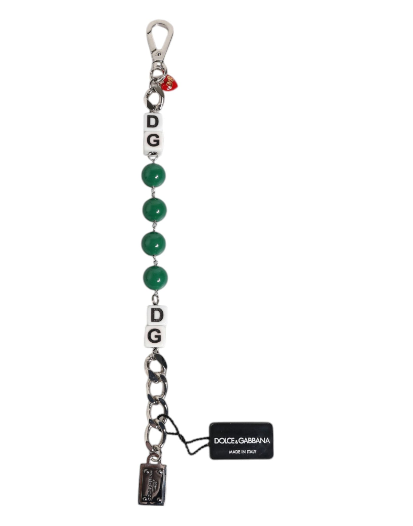 Silver Tone Brass Bead Dice Logo Embellish Charm Bracelet