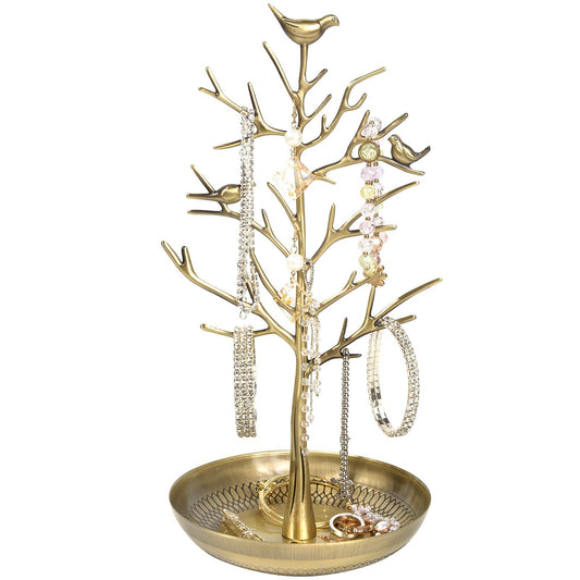 Jewelry Display Necklace Earring Organizer Holder Metal Birds Tree Stand