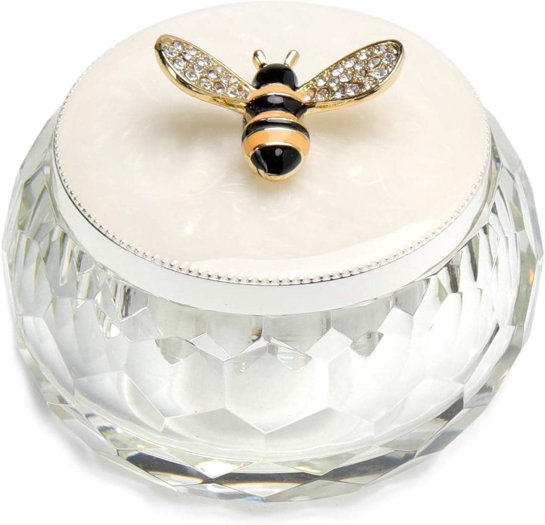 Bee Jewelry Storage Box for Rings Earrings Necklace Treasure Chest Organizer Jewelry Keepsake Gift Box Case for Girl Women Mother'S Day Gifts (Bee W/Crystal Box, Silver Plate)
