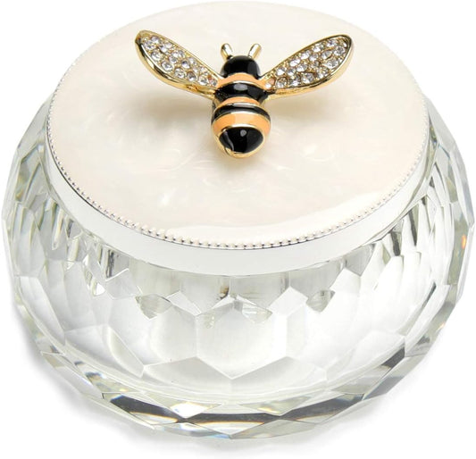 Bee Jewelry Storage Box for Rings Earrings Necklace Treasure Chest Organizer Jewelry Keepsake Gift Box Case for Girl Women Mother'S Day Gifts (Bee W/Crystal Box, Silver Plate)