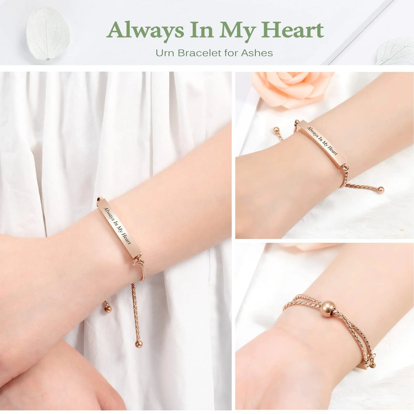 Cremation Bracelet for Ashes Stainless Steel Urn Bangles for Ashes Memorial Keepsake Cremation Memorial Urn Bracelet - Adjustable,Free Fill Kit