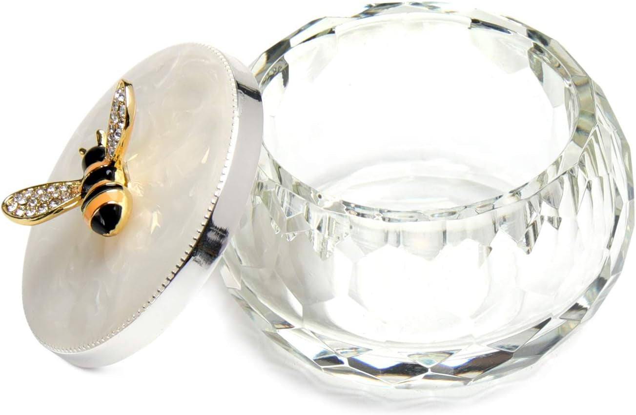 Bee Jewelry Storage Box for Rings Earrings Necklace Treasure Chest Organizer Jewelry Keepsake Gift Box Case for Girl Women Mother'S Day Gifts (Bee W/Crystal Box, Silver Plate)