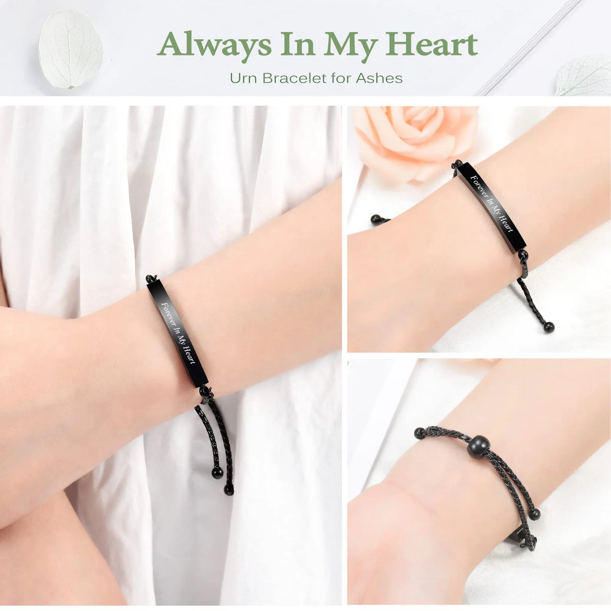 Cremation Bracelet for Ashes Stainless Steel Urn Bangles for Ashes Memorial Keepsake Cremation Memorial Urn Bracelet - Adjustable,Free Fill Kit