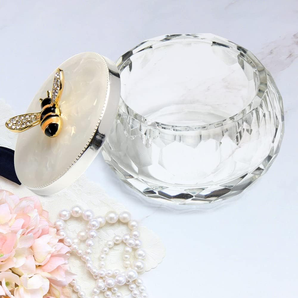 Bee Jewelry Storage Box for Rings Earrings Necklace Treasure Chest Organizer Jewelry Keepsake Gift Box Case for Girl Women Mother'S Day Gifts (Bee W/Crystal Box, Silver Plate)