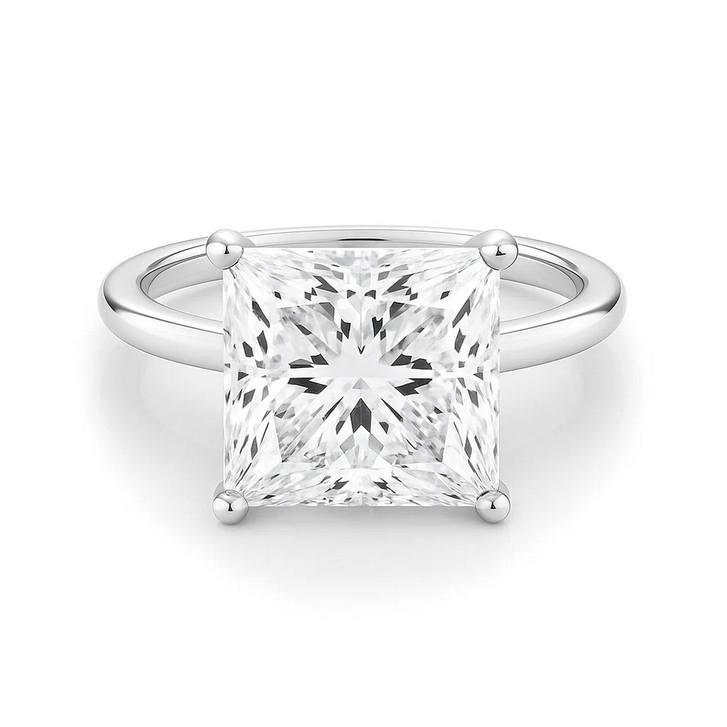 5 Carat Princess Lab Grown IGI G/VS1 Diamond Solitaire Ring in 14K White Gold