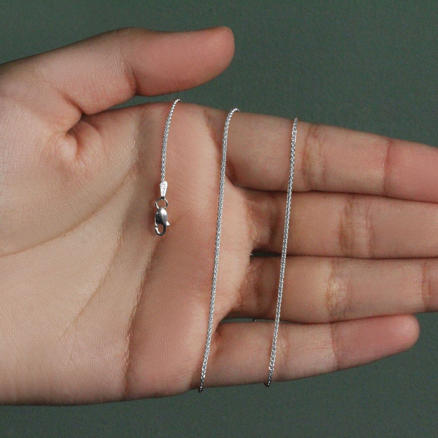 14k White Gold Round Wheat Chain (1.2 mm)