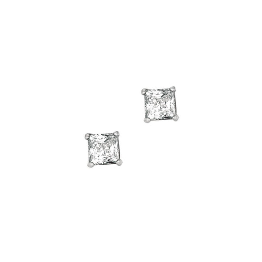 Sterling Silver Princess CZ Stud Earrings (5.00 mm)