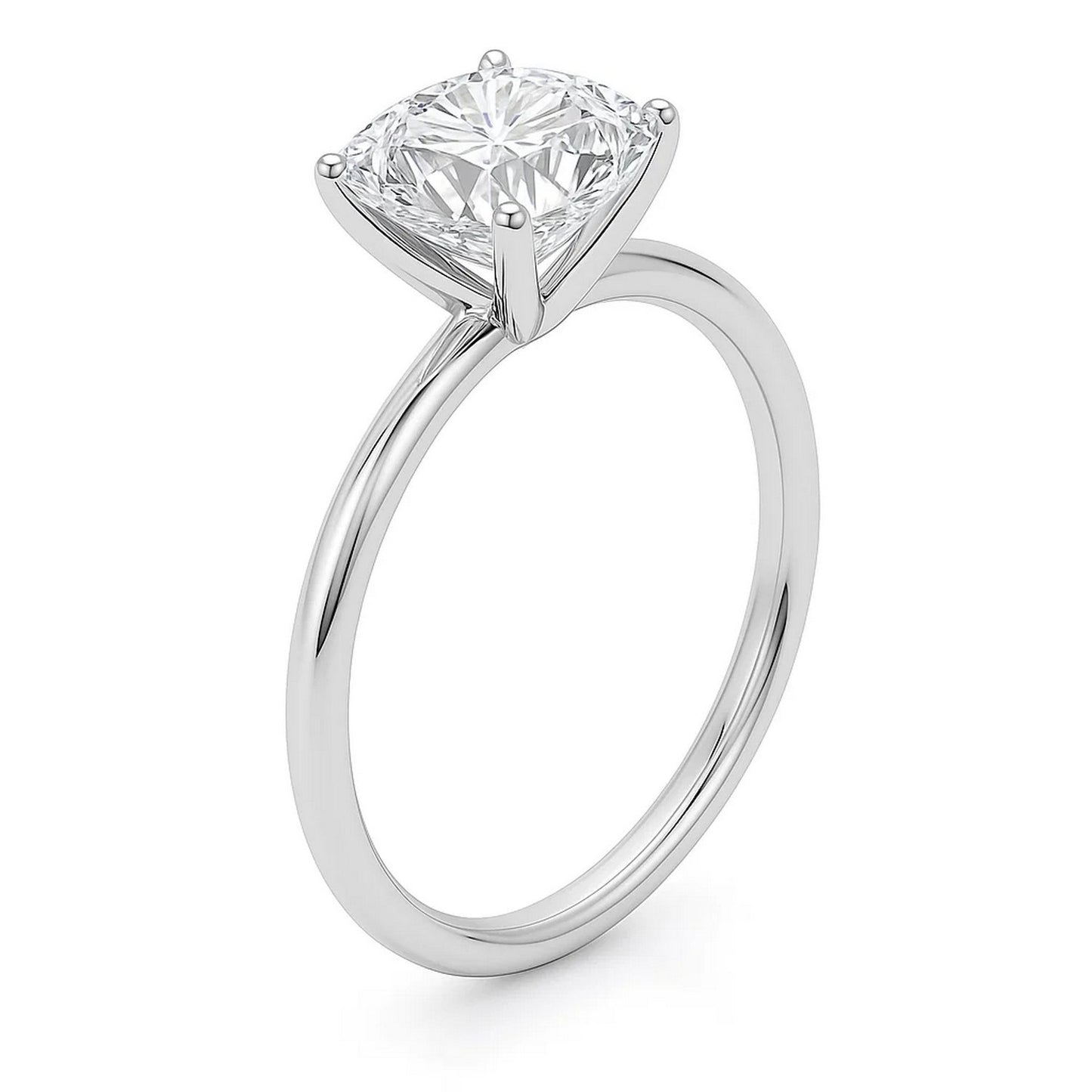 3 Carat Cushion Lab Grown IGI G/VS1 Diamond Solitaire Ring in 14K White Gold