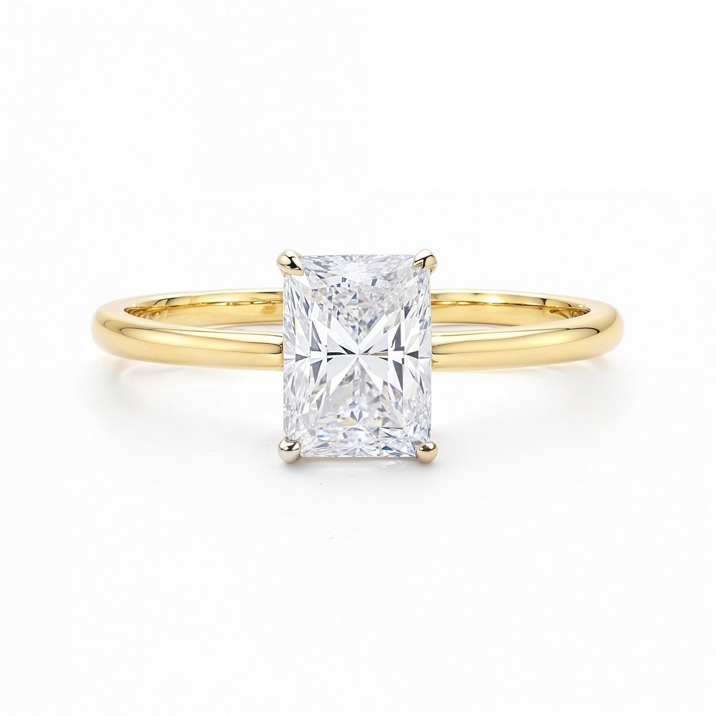 1.50Ct Radiant Lab Grown IGI G/VS1 Diamond Ring in 10K Yellow Gold