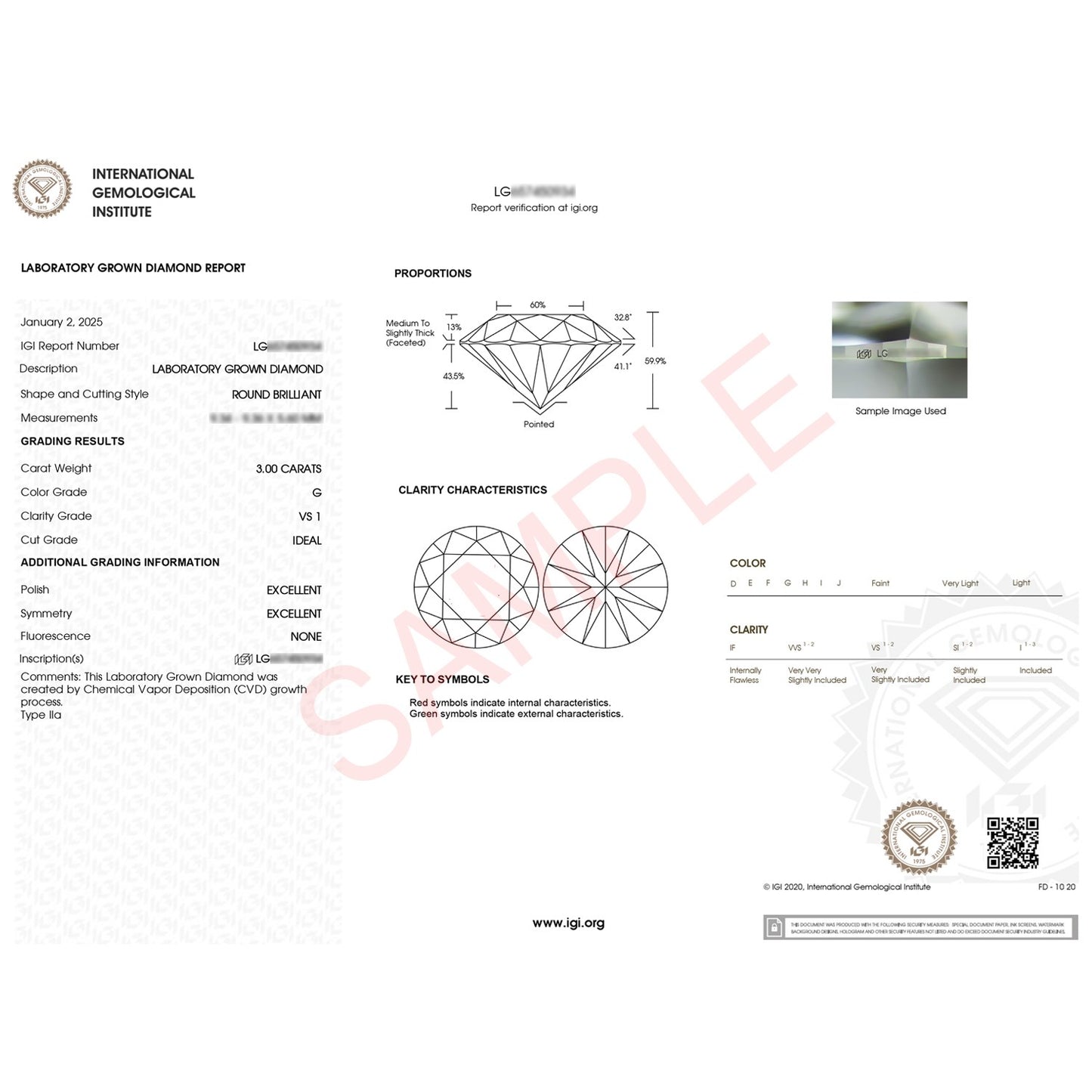 3 Carat Round Lab Grown IGI G/VS1 Diamond Solitaire Ring in 14K White Gold