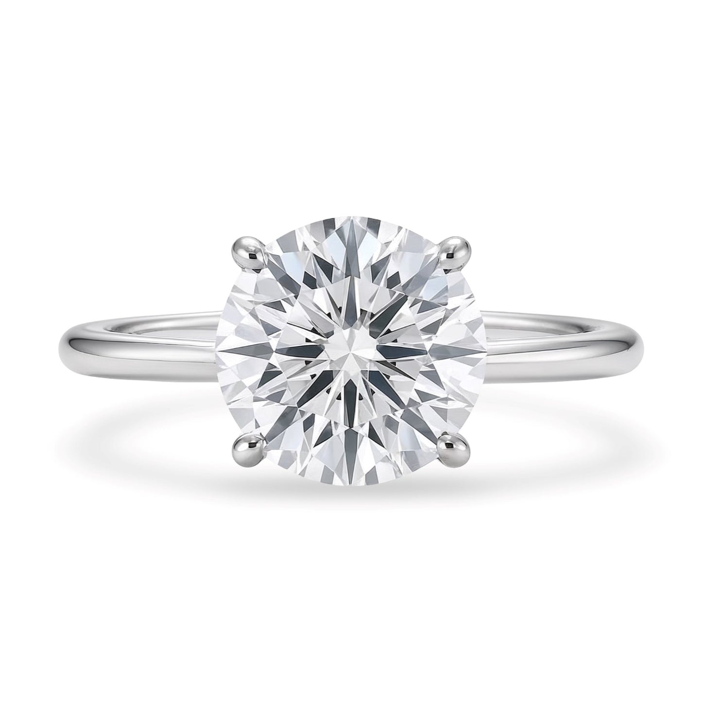3 Carat Round Lab Grown IGI G/VS1 Diamond Solitaire Ring in 14K White Gold
