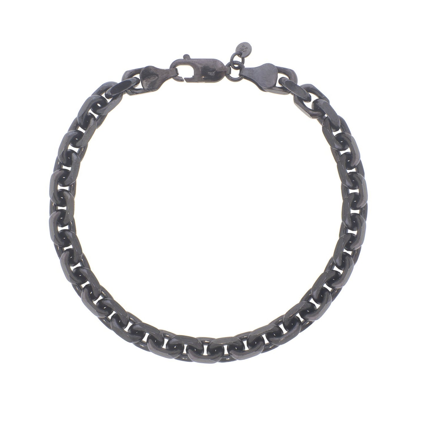 Sterling Silver Black Ruthenium Plated Oval Link Bracelet (5.60 mm)
