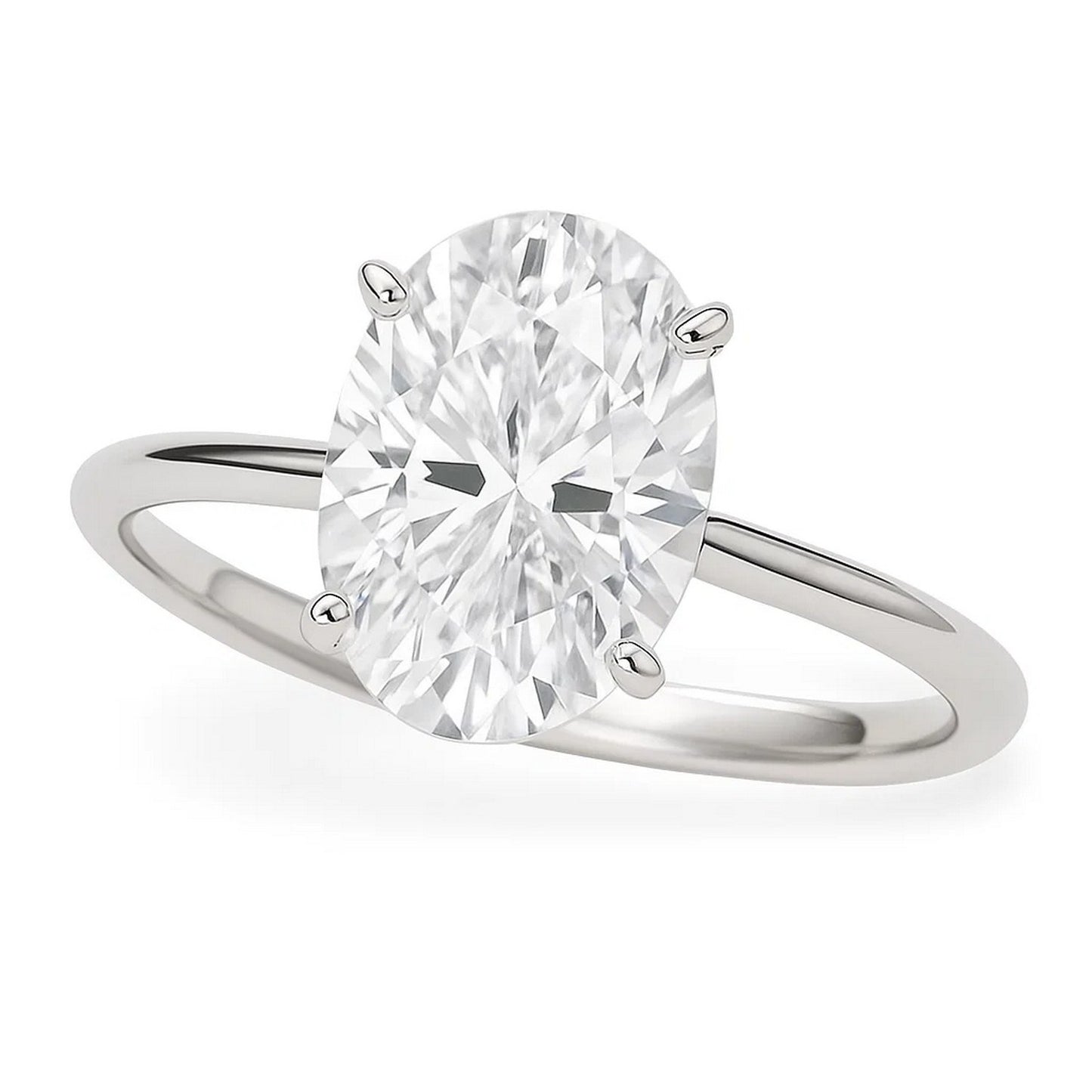 3 Carat Oval Lab Grown IGI G/VS1 Diamond Solitaire Ring in 10K White Gold