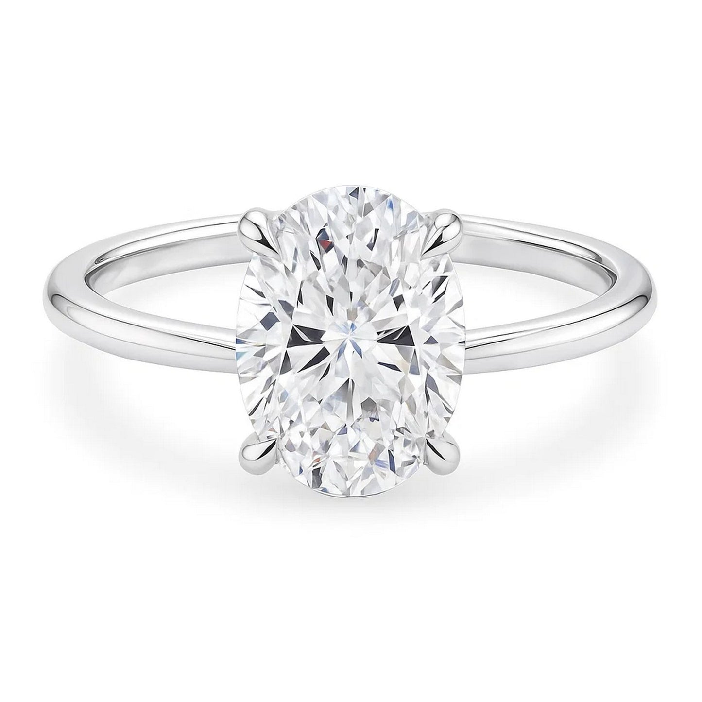 3 Carat Oval Lab Grown IGI G/VS1 Diamond Solitaire Ring in 10K White Gold