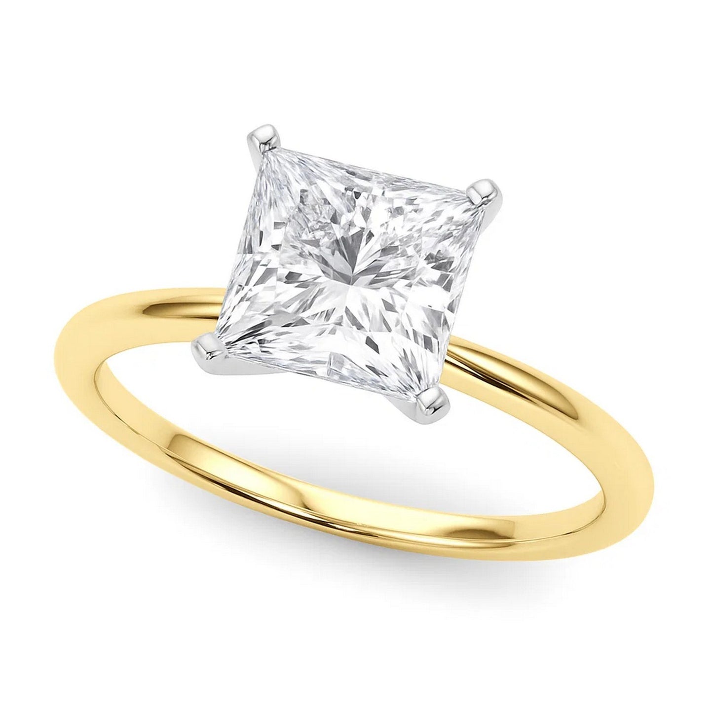 3 Carat Princess Lab Grown IGI G/VS1 Diamond Solitaire Ring in 14K Yellow Gold
