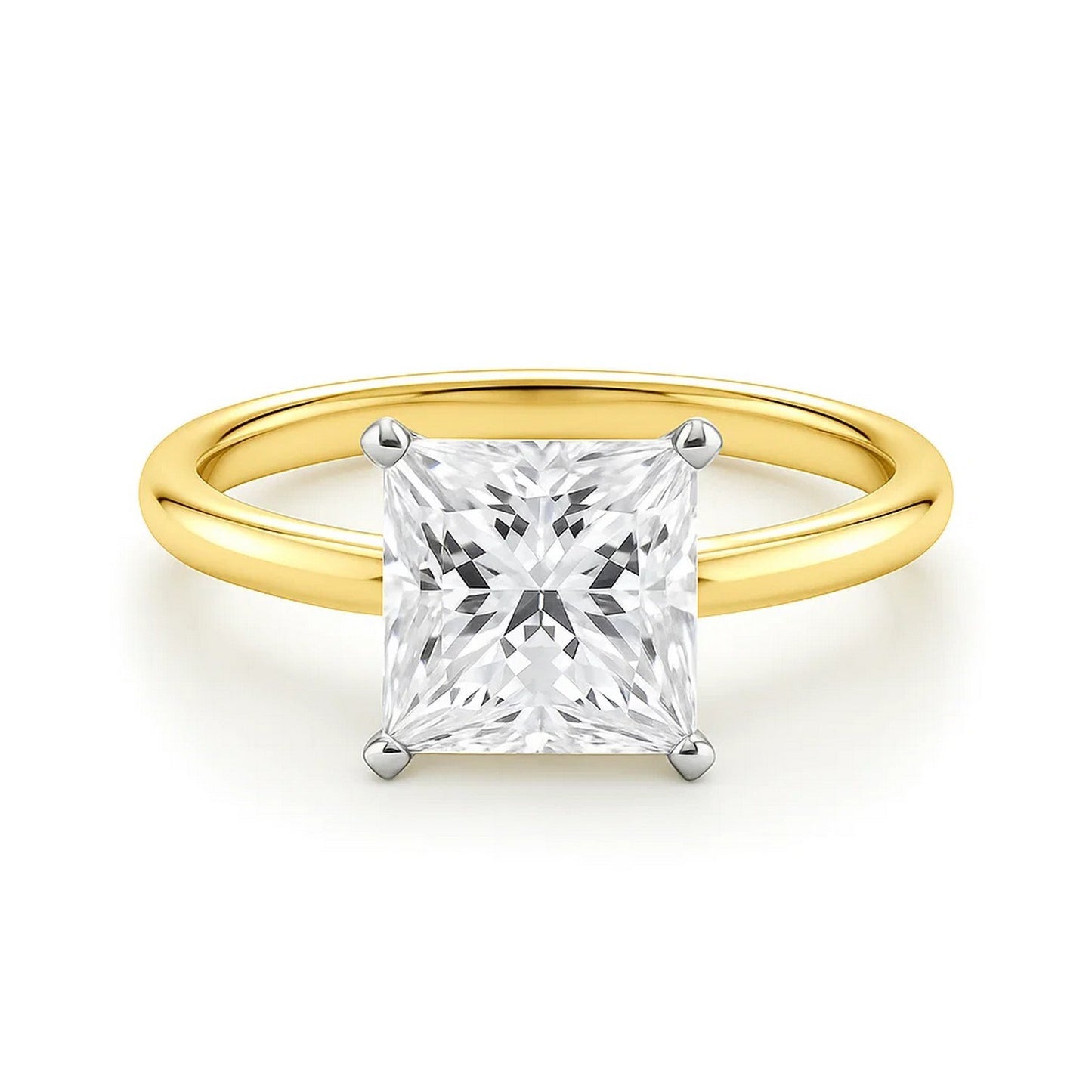 3 Carat Princess Lab Grown IGI G/VS1 Diamond Solitaire Ring in 14K Yellow Gold