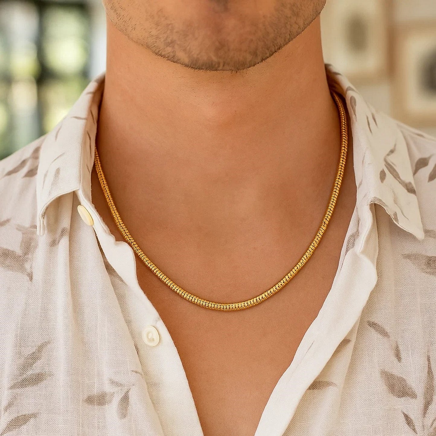 14K Yellow Gold Lite Oval Snake Chain (3.30 mm)