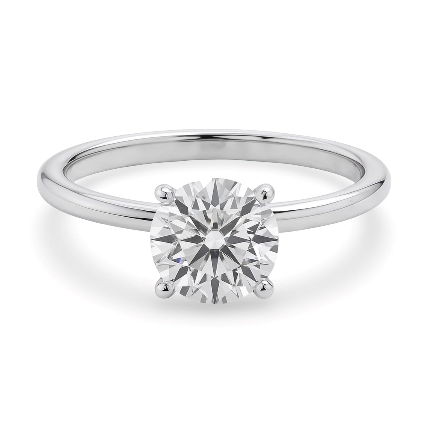 1 1/2 Carat Round Lab Grown IGI G/VS1 Diamond Solitaire Ring in 14K White Gold
