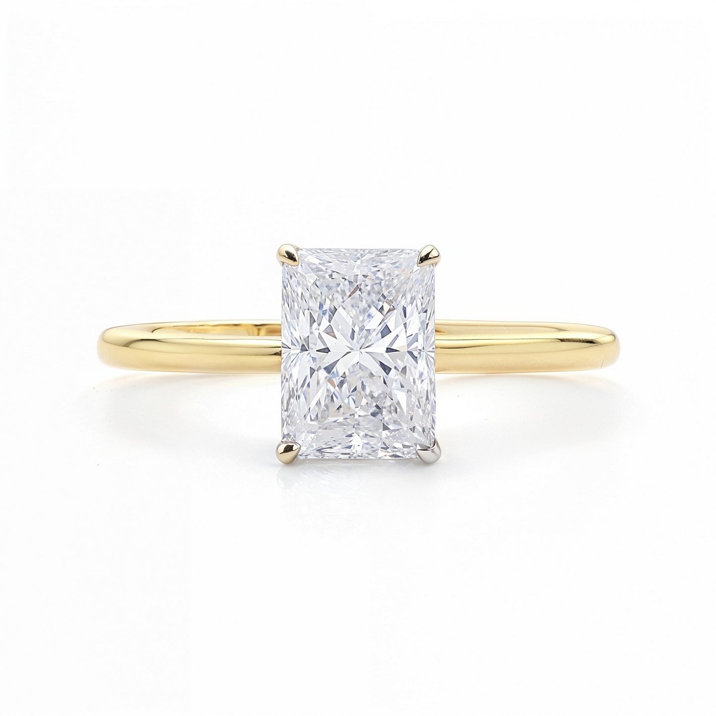2 Carat Radiant Lab Grown IGI G/VS1 Diamond Solitaire Ring in 10K Yellow Gold