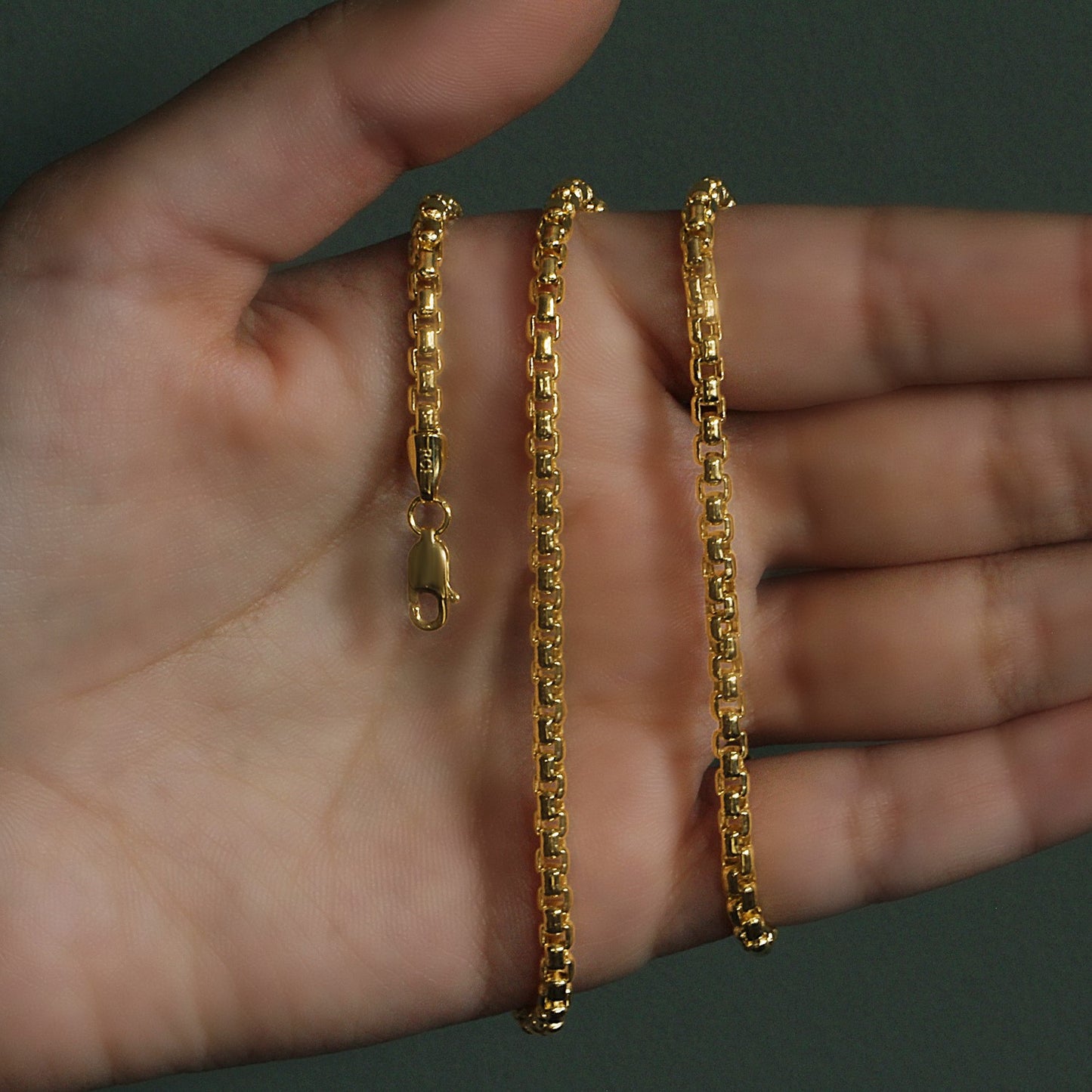 14k Yellow Gold Round Box Chain (3.4 mm)