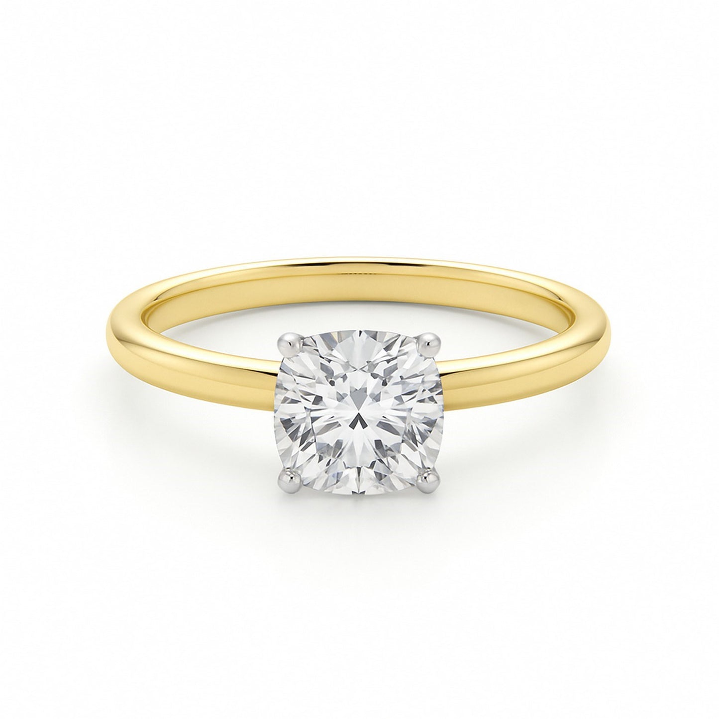 1 Carat Cushion Lab Grown IGI G/VS1 Diamond Solitaire Ring in 14K Yellow Gold