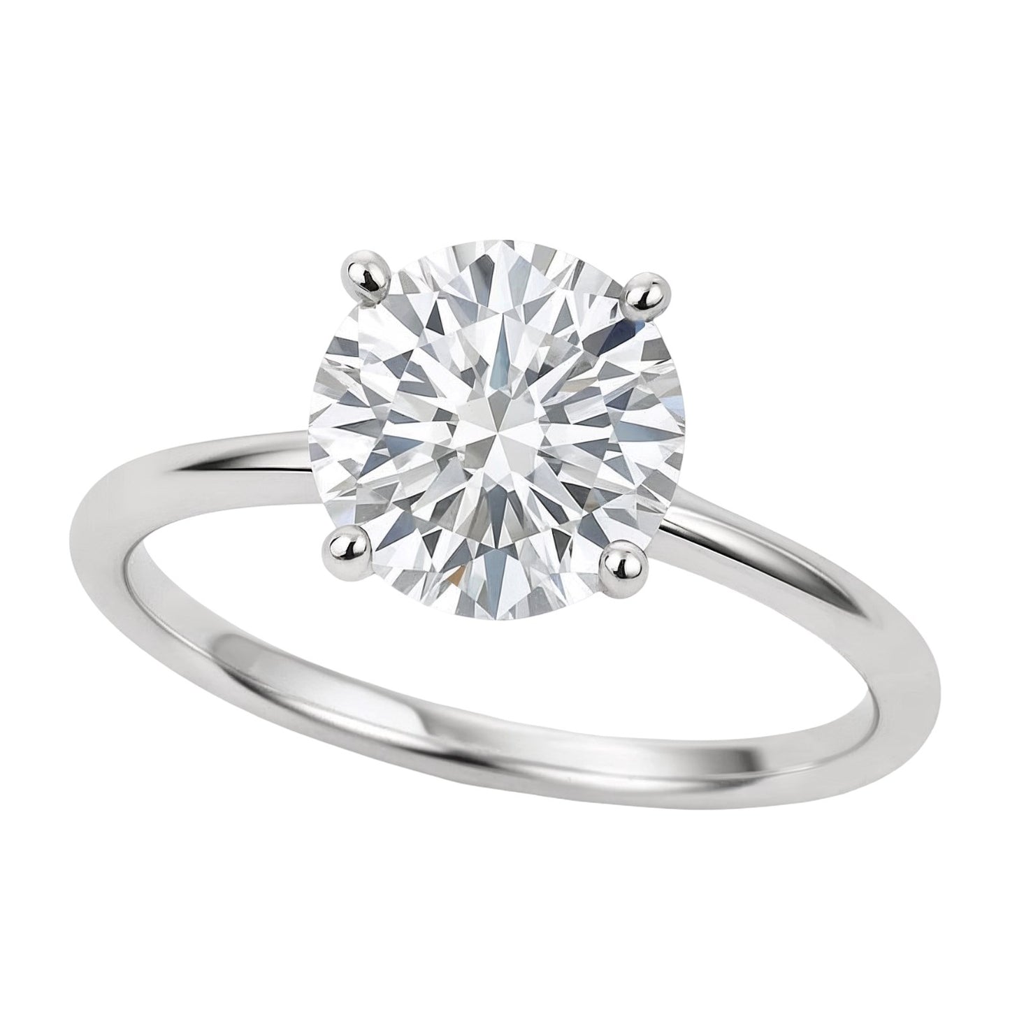 2 Carat Round Lab Grown IGI G/VS1 Diamond Solitaire Ring in 14K White Gold