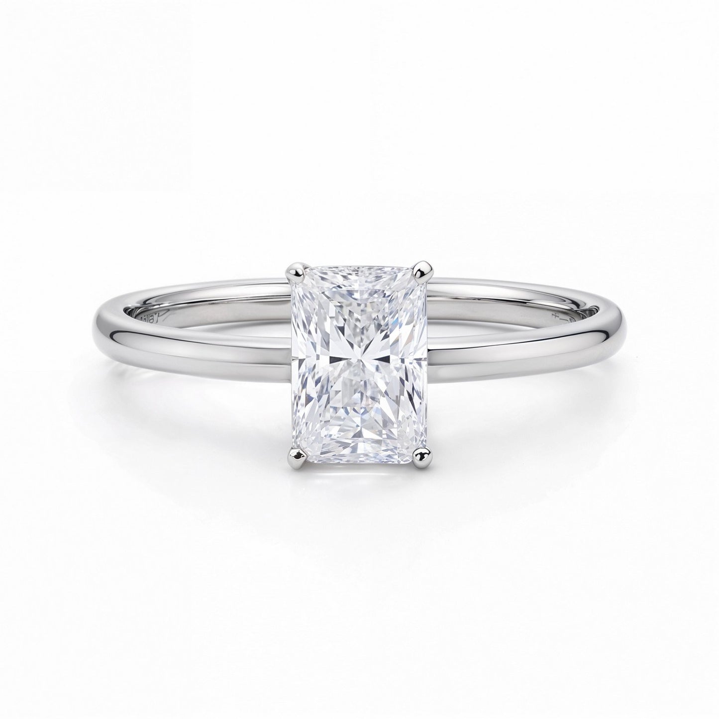 1 Carat Radiant Lab Grown IGI G/VS1 Diamond Solitaire Ring in 14K White Gold