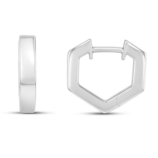 Sterling Silver Hexagon Hoop Earrings