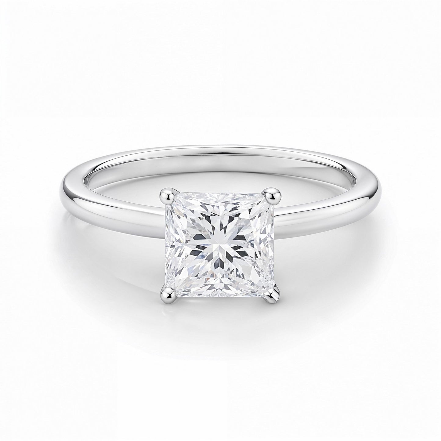 1 Carat Princess Lab Grown IGI G/VS1 Diamond Solitaire Ring in 10K White Gold