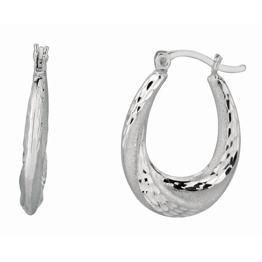 Sterling Silver Diamond Cut and Polished Twist Puffed Hoop Earrings