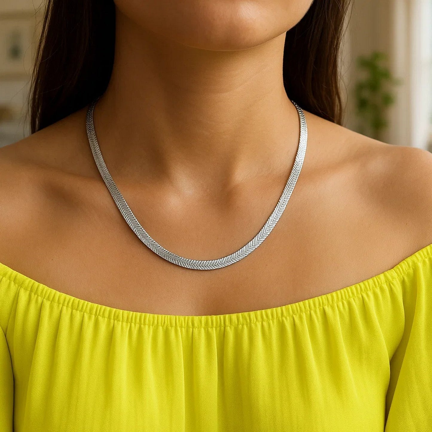 14k White Gold Super Flex Herringbone Chain (4.60 mm)