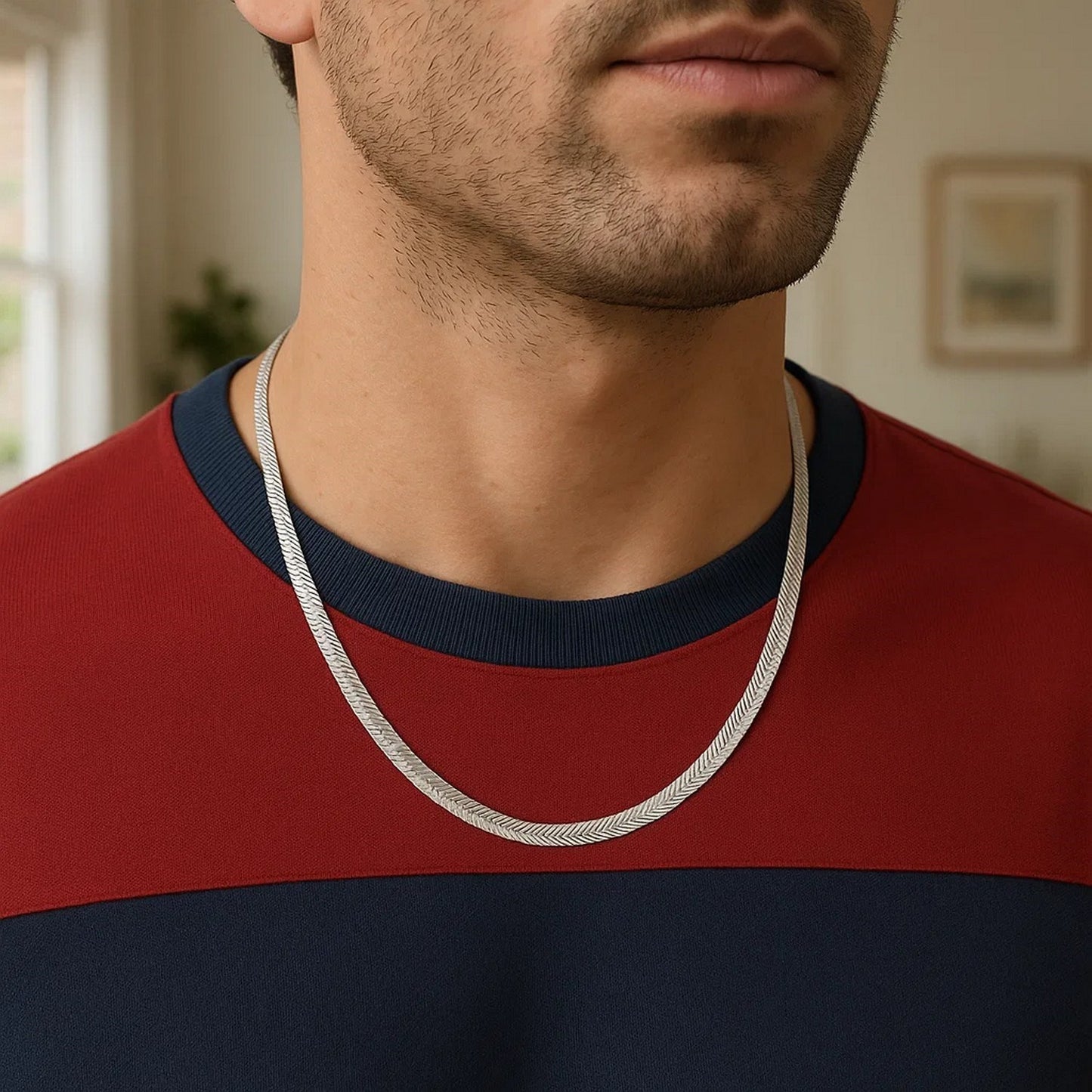 14k White Gold Super Flex Herringbone Chain (4.60 mm)