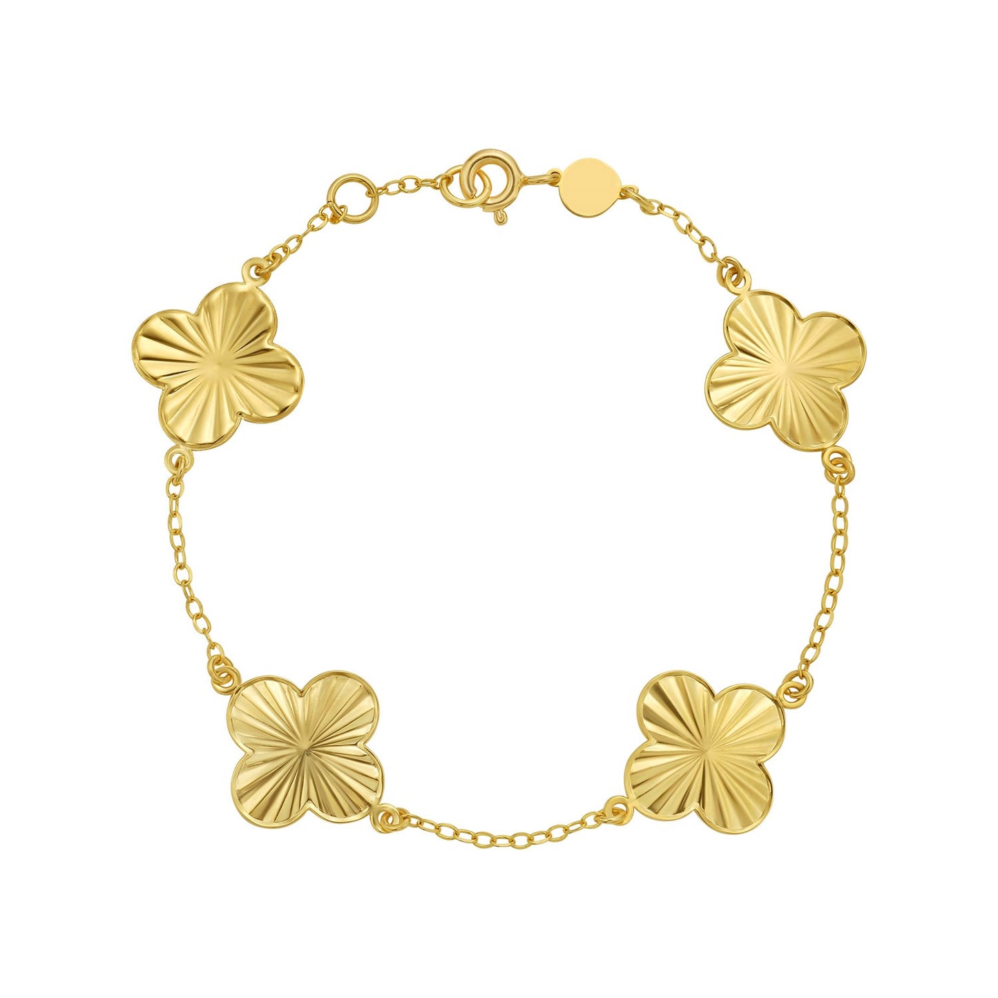 14K Yellow Gold Clover Bracelet