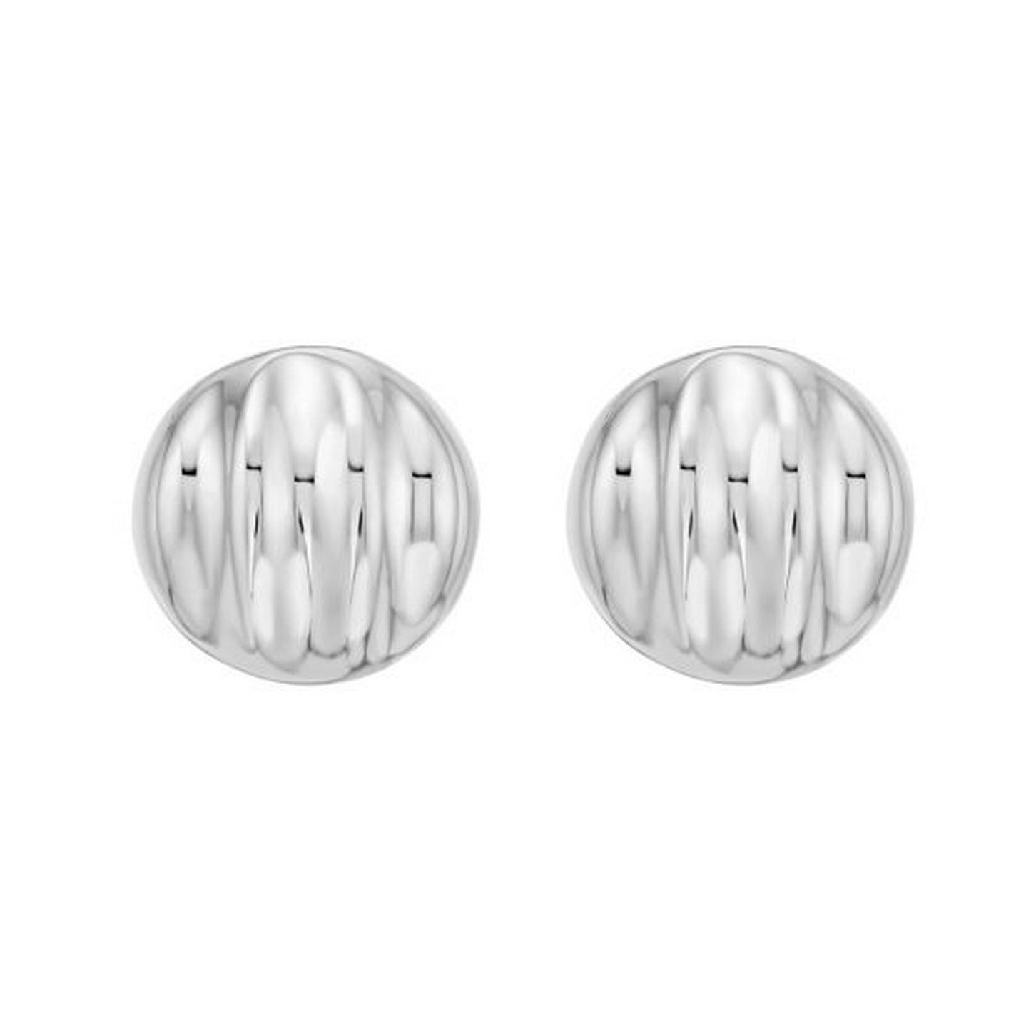 Sterling Silver Sculpted Domed Disc Stud Earrings