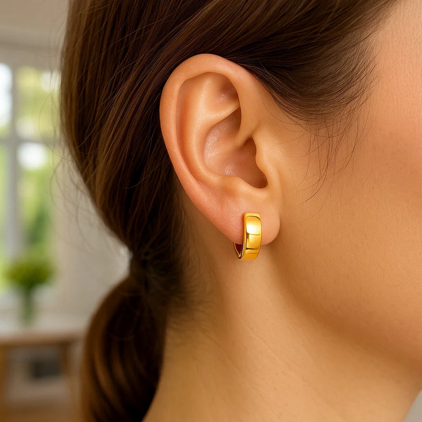 14k Yellow Gold Snuggable Hoop Earrings