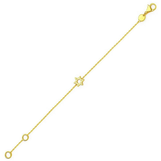14k Yellow Gold Star of David Bracelet